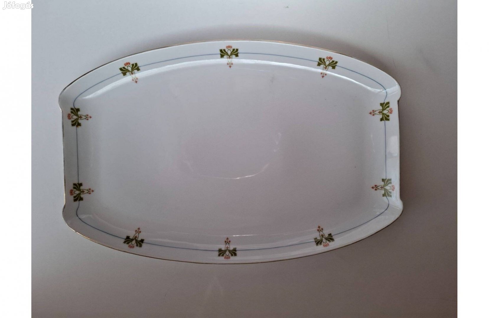 Elbogen (Hüttl Tivadar Bp) porcelán pecsenyés sültes tál 40*26,5 cm_