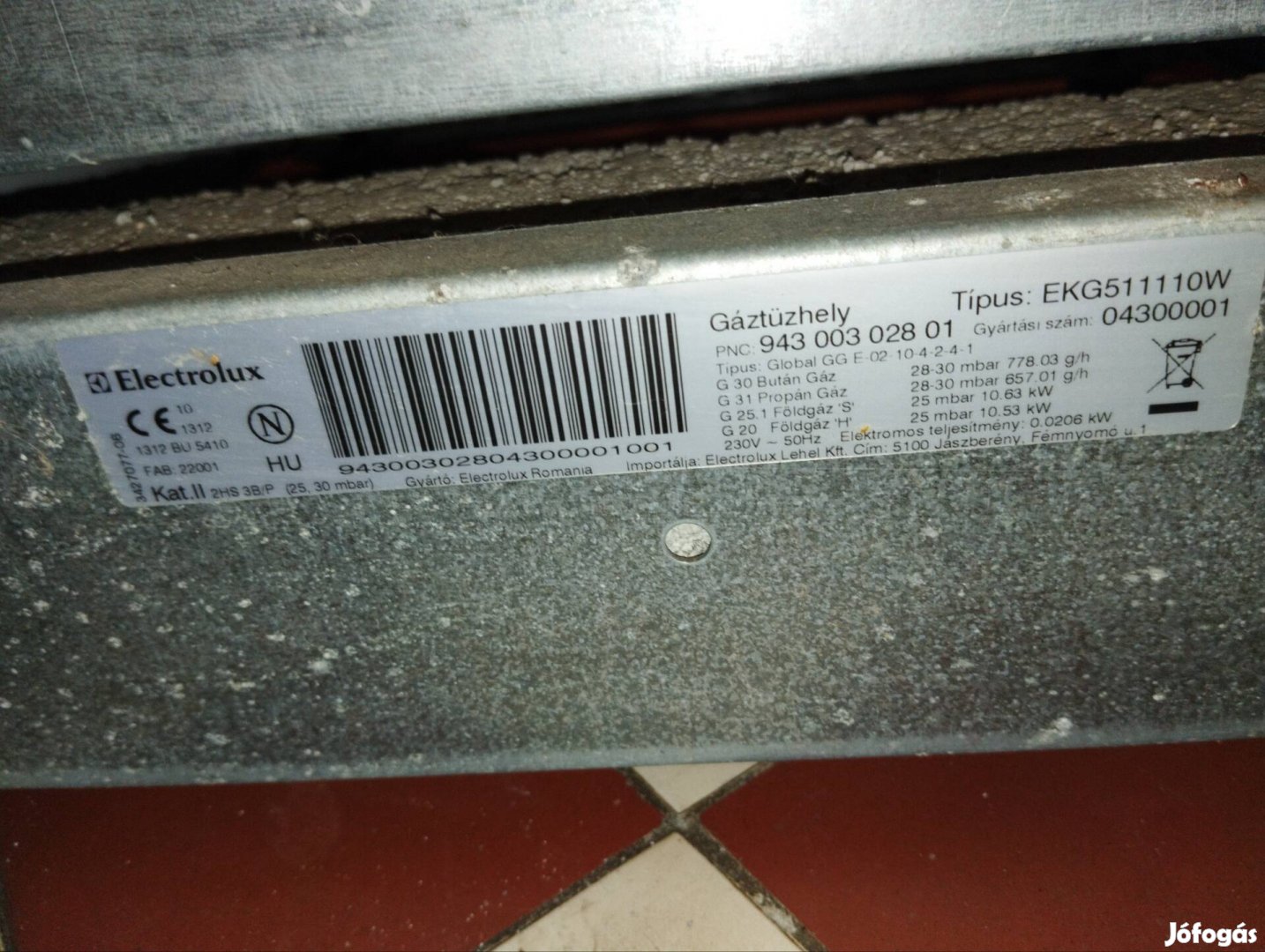 Electrolux EKG 511110 W gáztűzhely