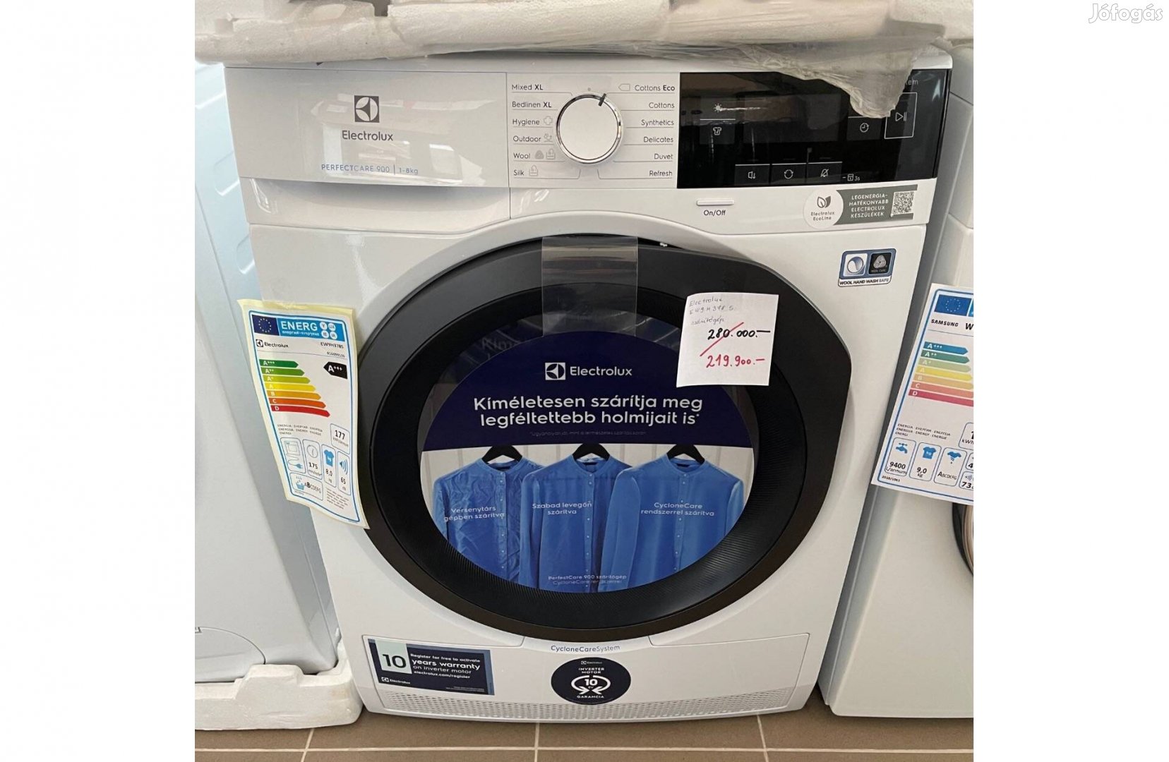 Electrolux EW9H378S Új hőszivattyús szárító,8 kg,A+++(280e.helyett)