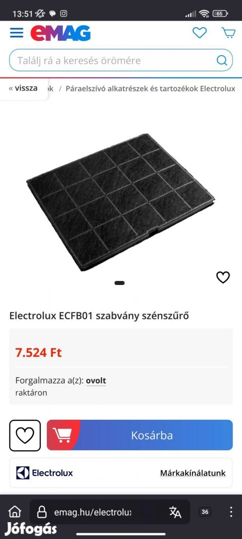 Electrolux Ecfb01 szabvány szénszűrő