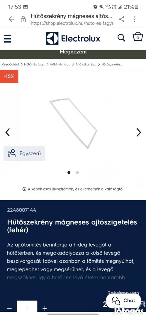 Electrolux hűtő-ajtógumi, tömítés kombi magas hűtőhöz