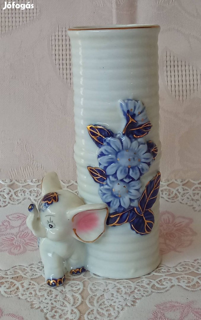Elefántos váza, kínai porcelán, új