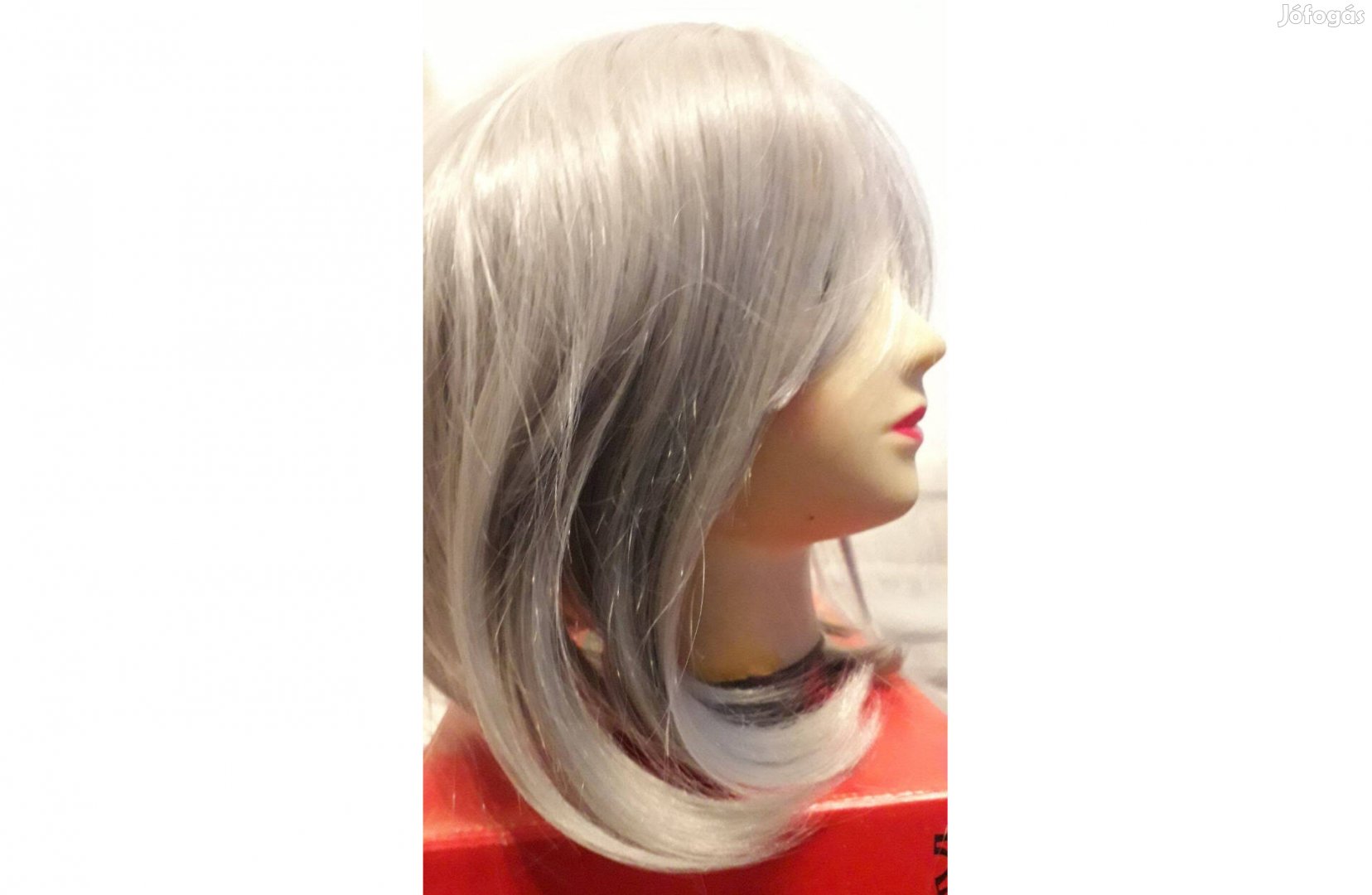 Elegáns 12 hüvelykes ezüst Bob paróka, frizurával
