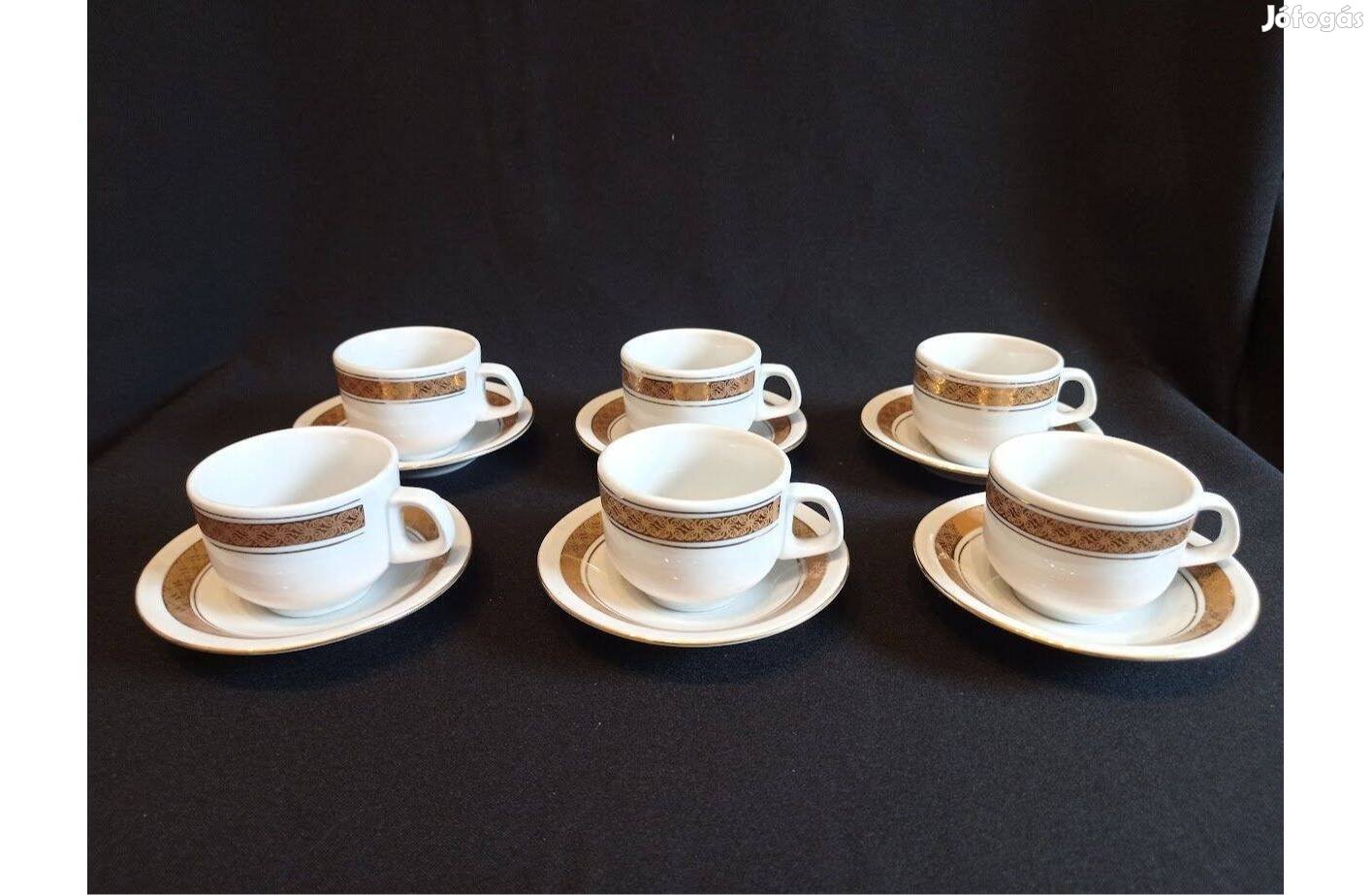 Elegáns Alföldi Arany dekoros porcelán kávés csésze készlet