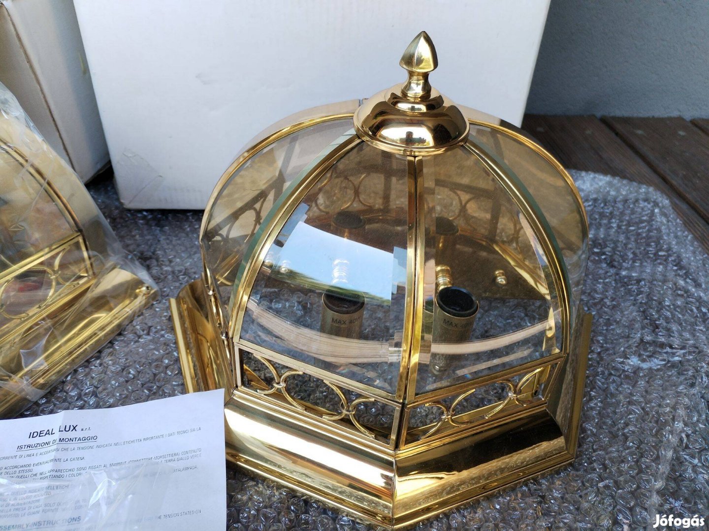 Elegáns Art Deco stílusú sárgaréz falilámpa falikar 2db