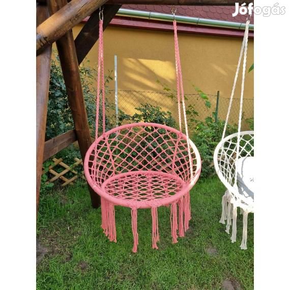 Elegáns, kényelmes függőszék, pink otthoni horgolt függőfotel, hinta