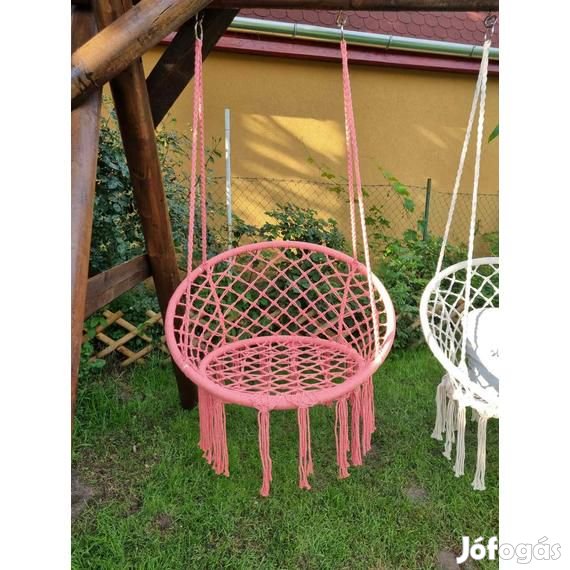 Elegáns, kényelmes függőszék, pink otthoni horgolt függőfotel, hinta