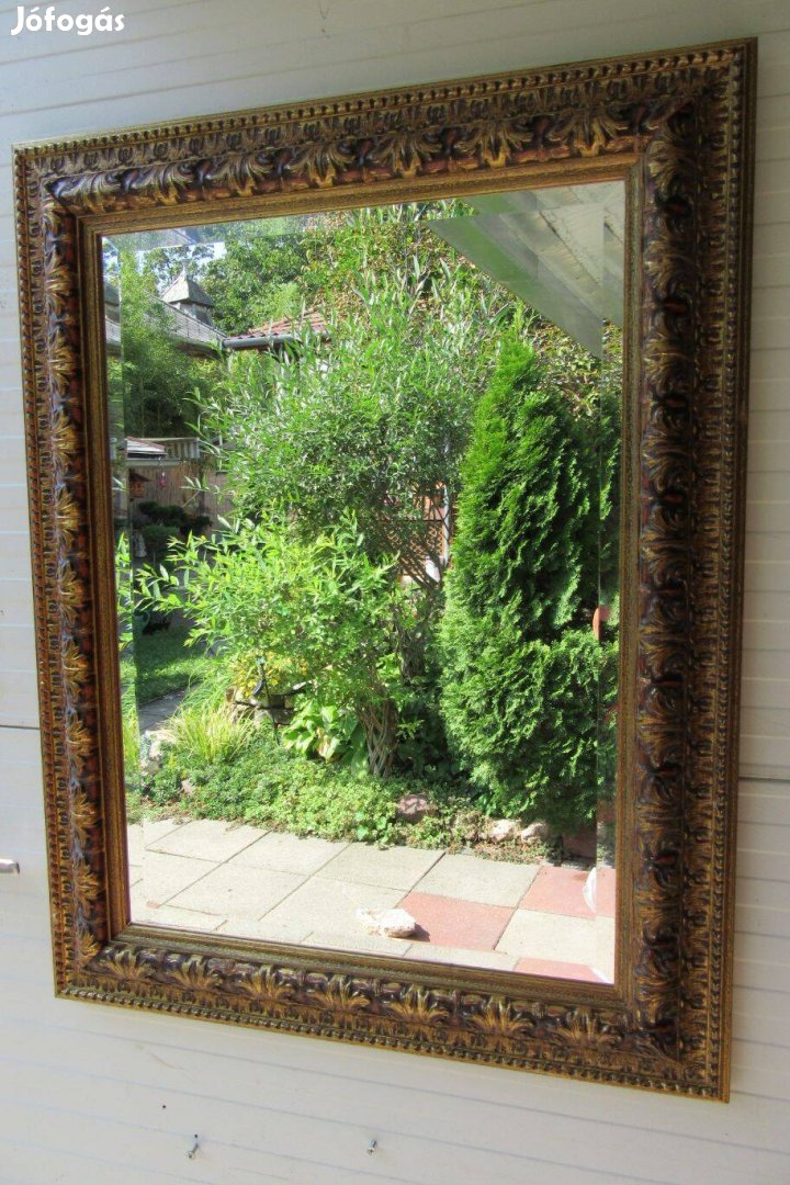 Elegáns arany csiszolt üveggel fali tükör 90×70 cm