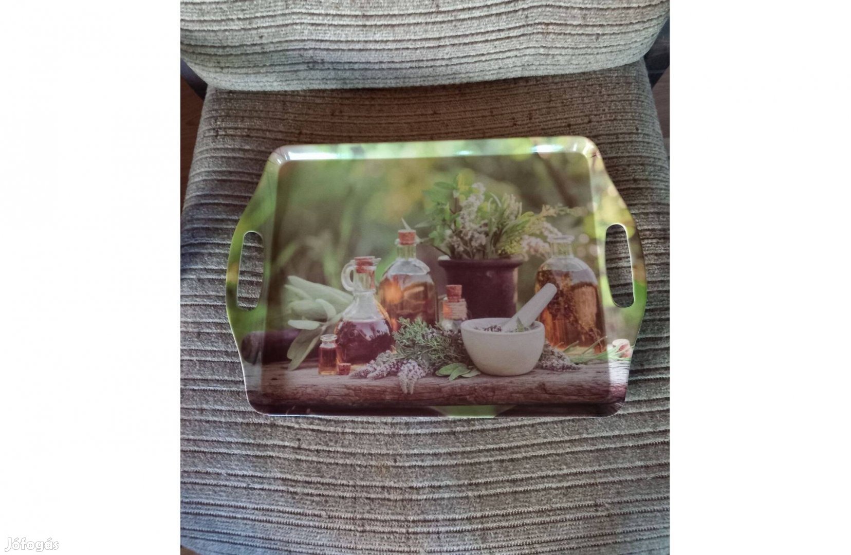 Elegáns gyógynövényes műa. tálca 45 x 35 cm - Teljesen új