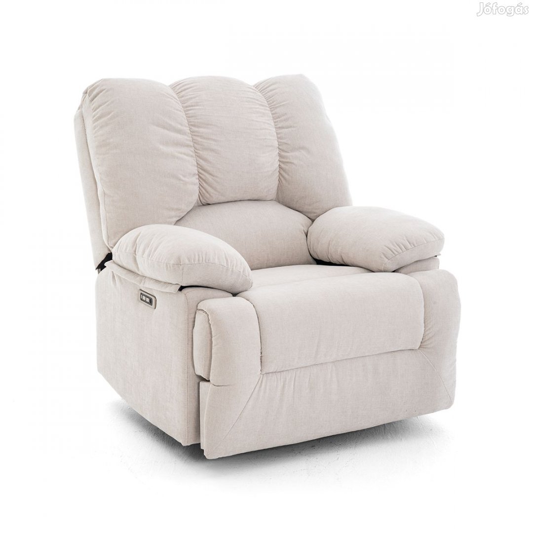 Elektormos relax fekvőfotel bézs zsenília szövet JN-D8118A30