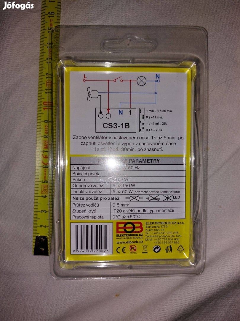 Elektrobock CS 3-1B külső LED vagy ventilátor időzítő ventillátor