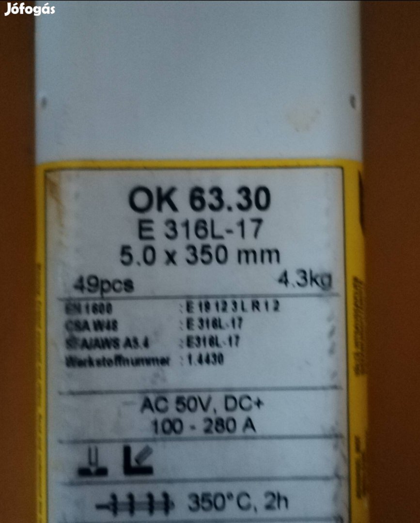 Elektróda Ok 63.30, 5mm - es eladó. 