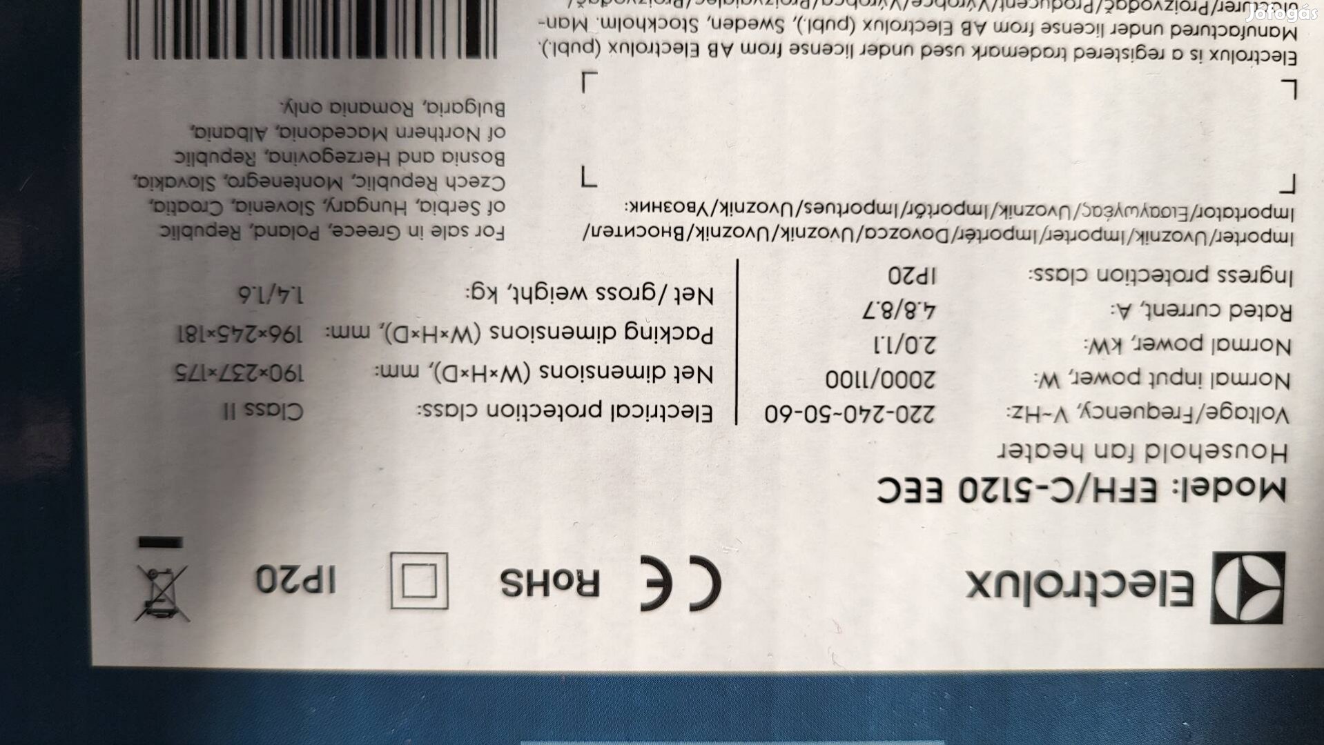Elektrolux kerámia fűtő eladó.