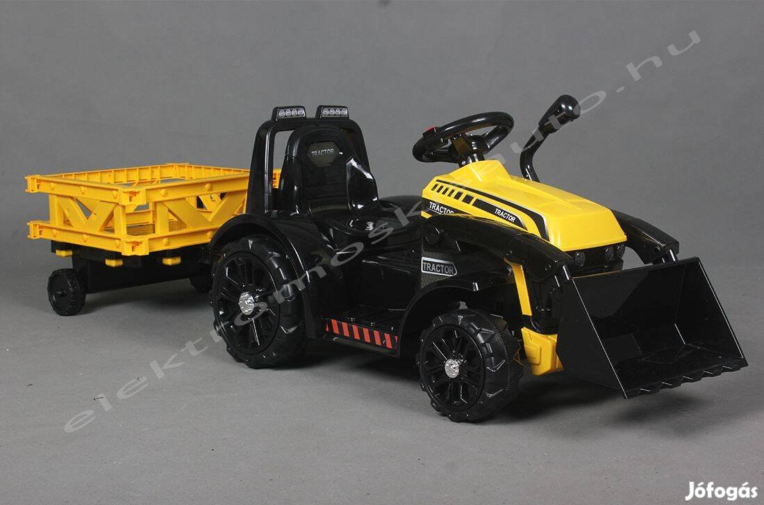Elektromos Traktor 6V + utánfutó sárga kisautó /soft start rendszer