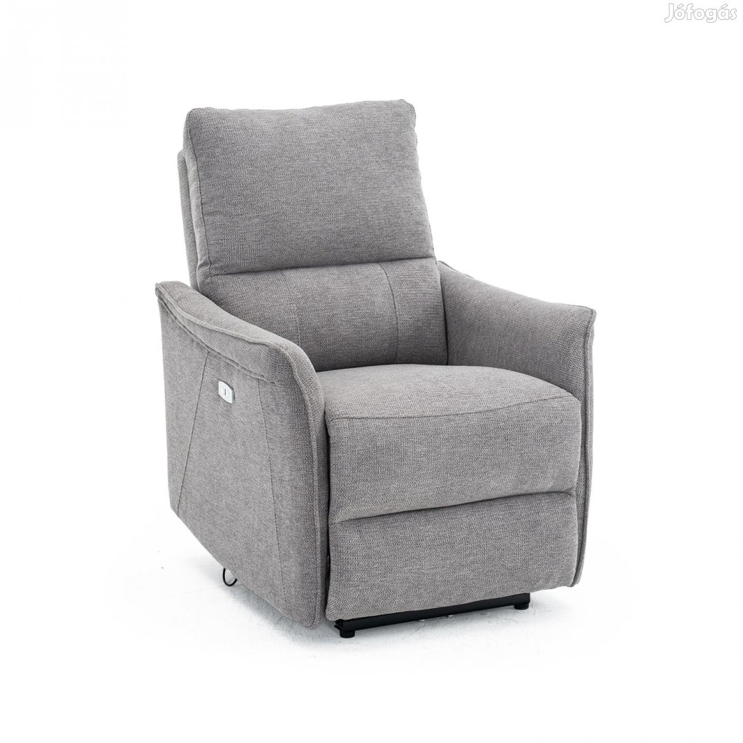 Elektromos, dönthető relax fekvőfotel, vászon szövet (szürke)