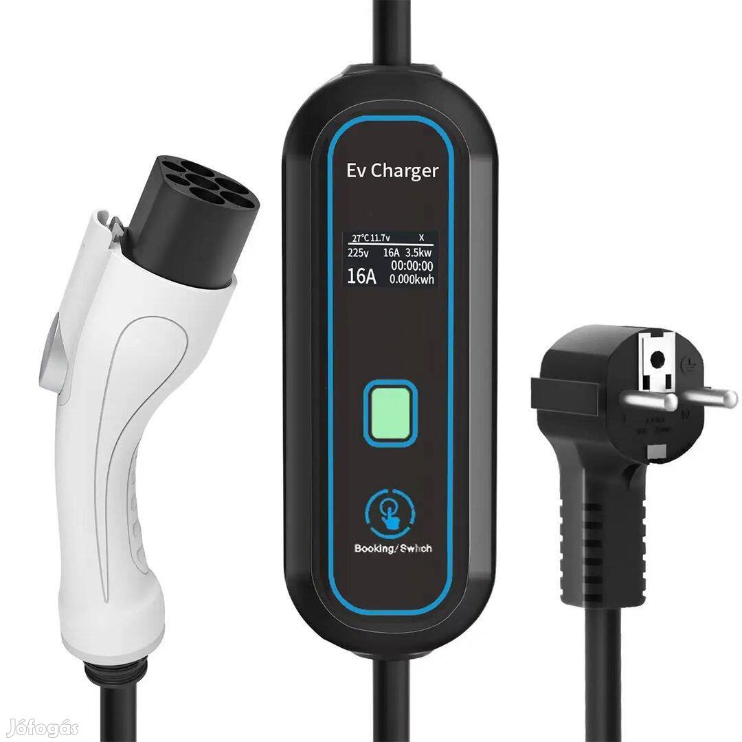 Elektromos autó töltő 3.5kW, 5m Type2, 8-16A (1 fázis) Állítható