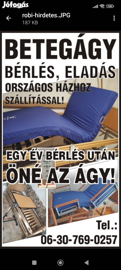 Elektromos betegágy eladó, kiadó 