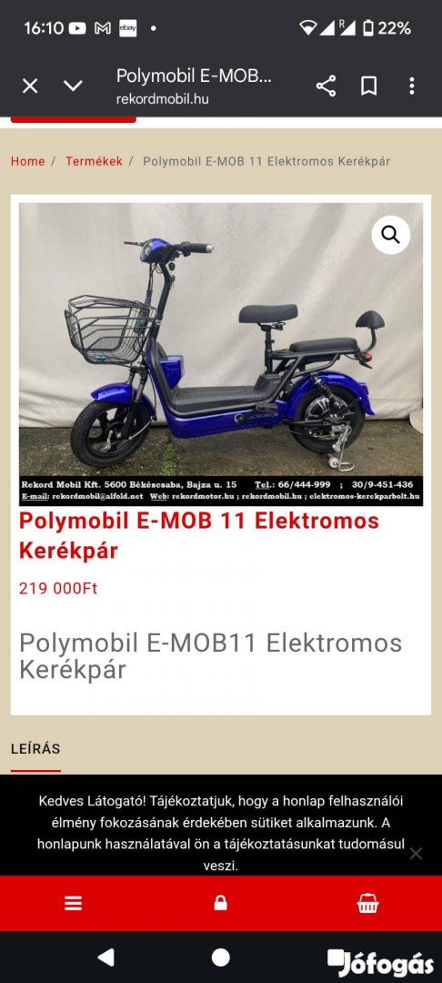 Elektromos kerekpar Polymobil E-mob 11