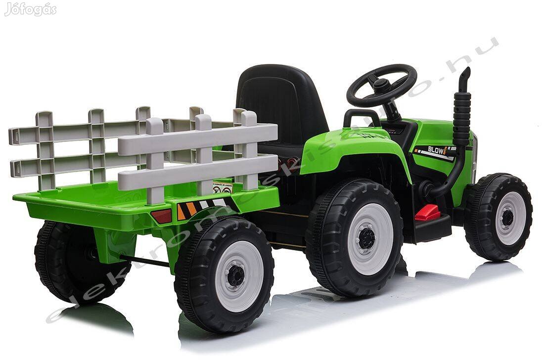 Elektromos kisautó - Traktor 12V utánfutóval zöld