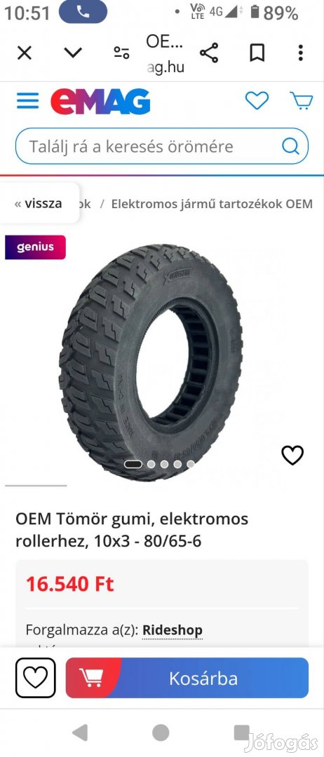 Elektromos roller gumi 10x3-80/65-6