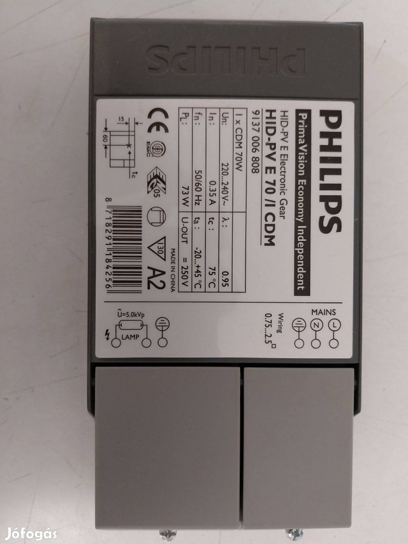 Elektronikus előtét fémhalogén izzóhoz HID-PV E 70/I CDM Philips