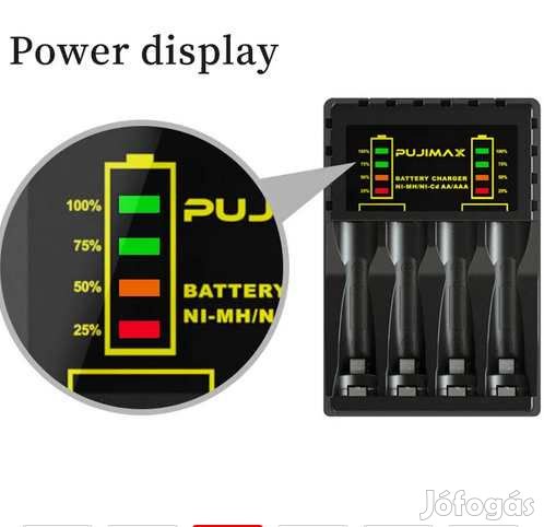 Elem  (akkumulátor)  töltő 4x AA/AAA  1,2V Indikátoros  (4085)