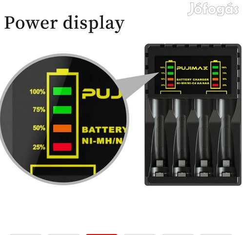 Elem  (akkumulátor)  töltő 4x AA/AAA  1,2V Indikátoros  (4085)