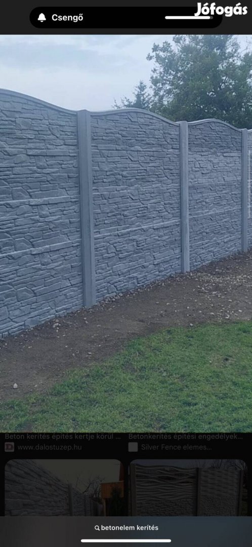 Elemes beton kerítés.