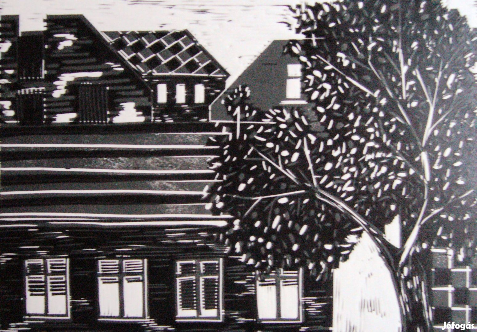 Éles Bulcsú - Szürkület 2013, linómetszet, 245350 mm