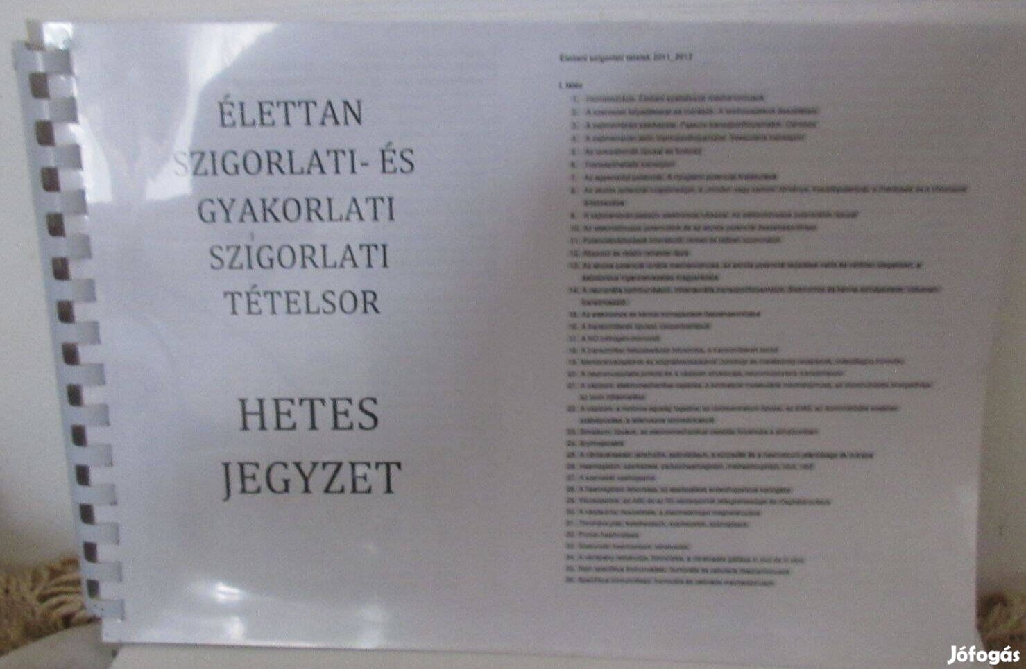 Élettan szigorlati- és gyakorlati szigorlati tételsor