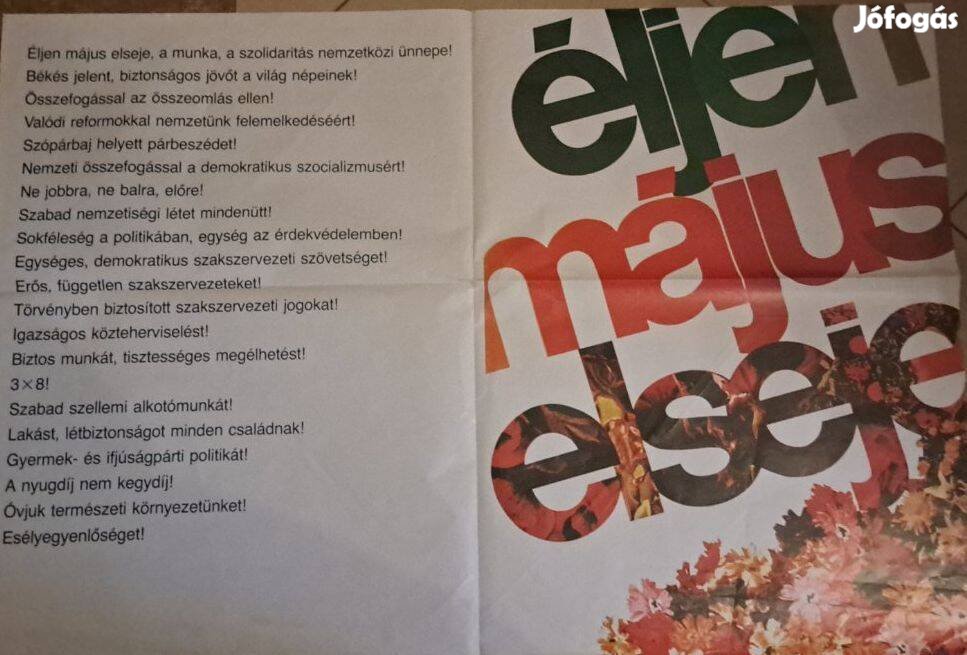 Éljen Május elseje: Nagyméretű, propaganda leírással