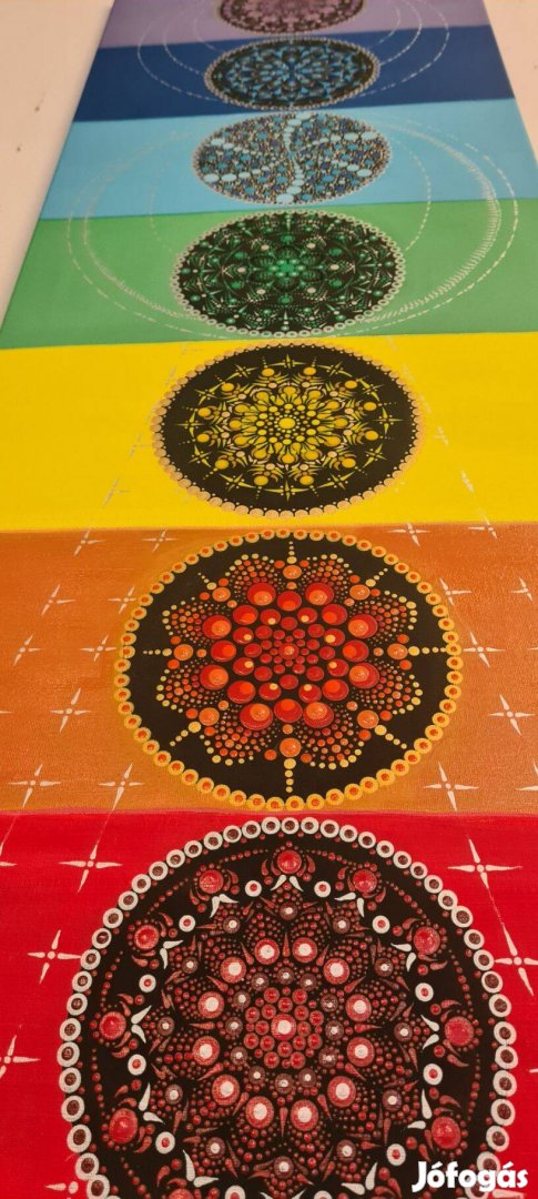 Élőben még szebb kézi munka:új 120X40cm óriás mandala festmény 129eft