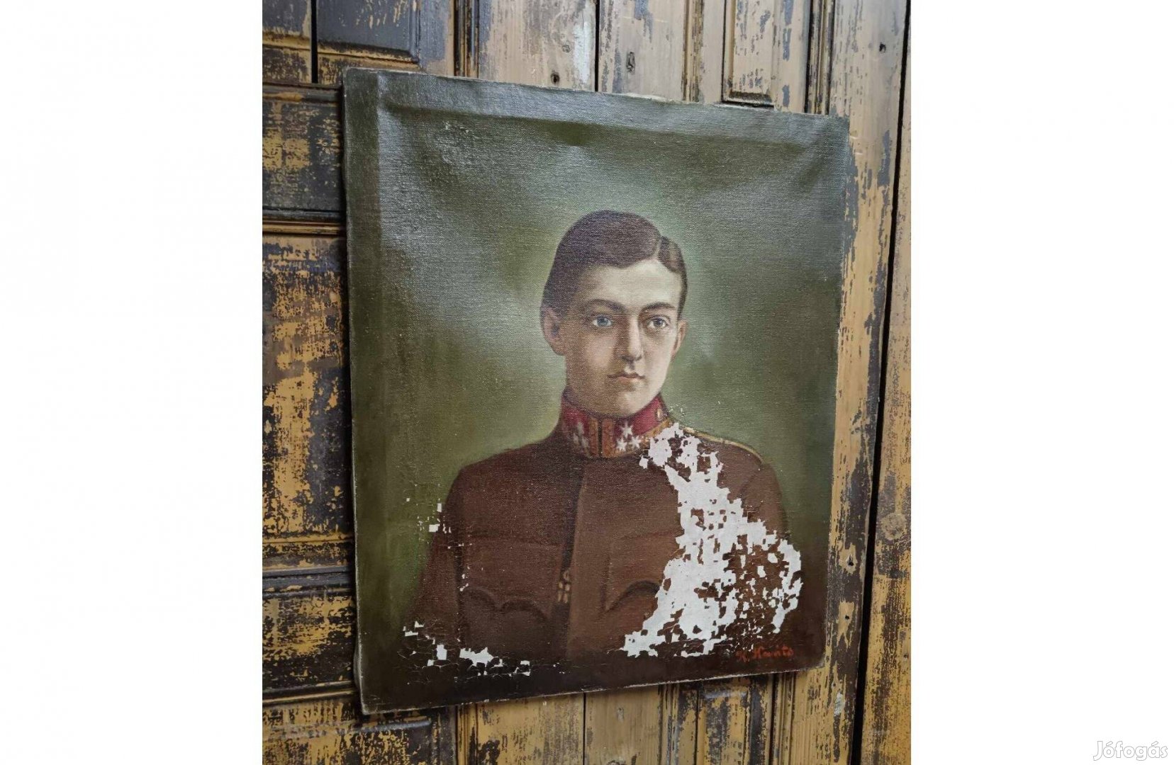 Első Világháborús katonai portré és fotó, sérült állapotban,