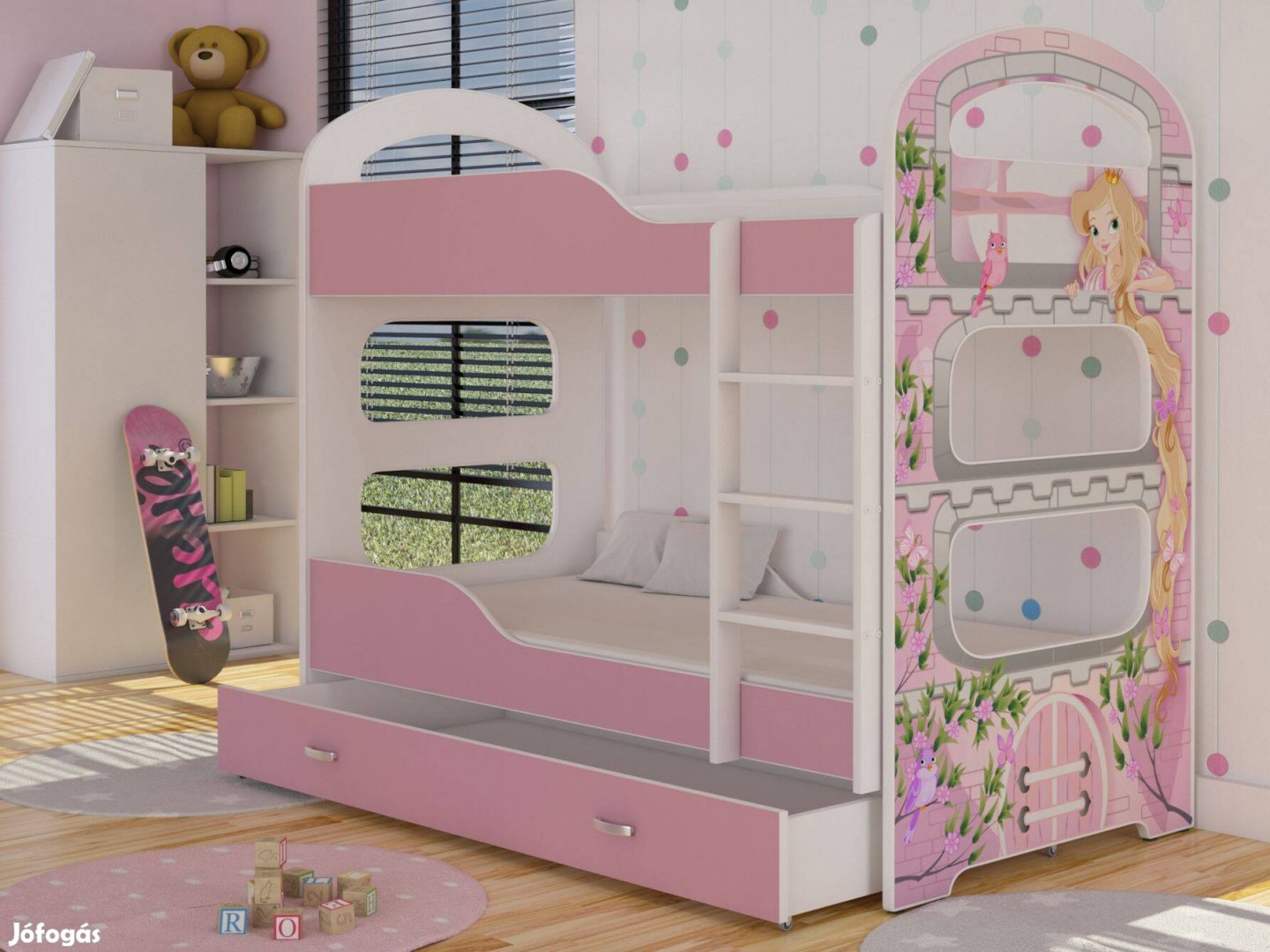 Emeletes gyerekágy ágyneműtartóval - Dominik N 80x160 cm -