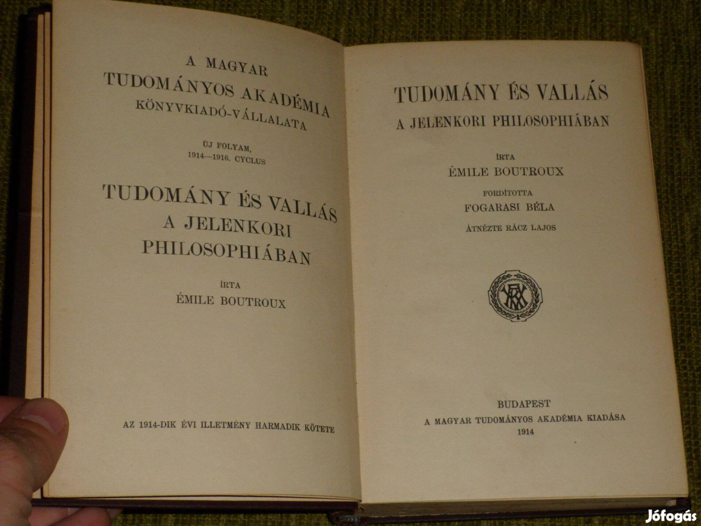 Émile Boutroux: Tudomány és vallás a jelenkori philosophiában 1914