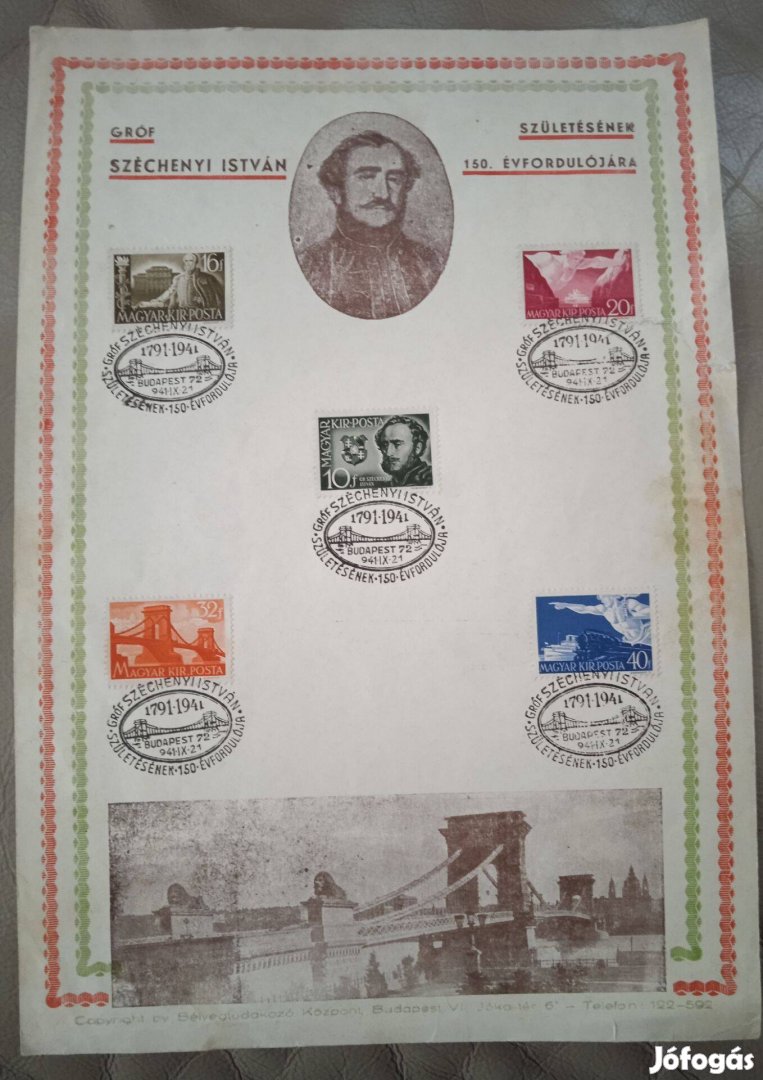 Emlékbélyegsor 1941 Széchenyi István 150. évf. emlékbélyegsor