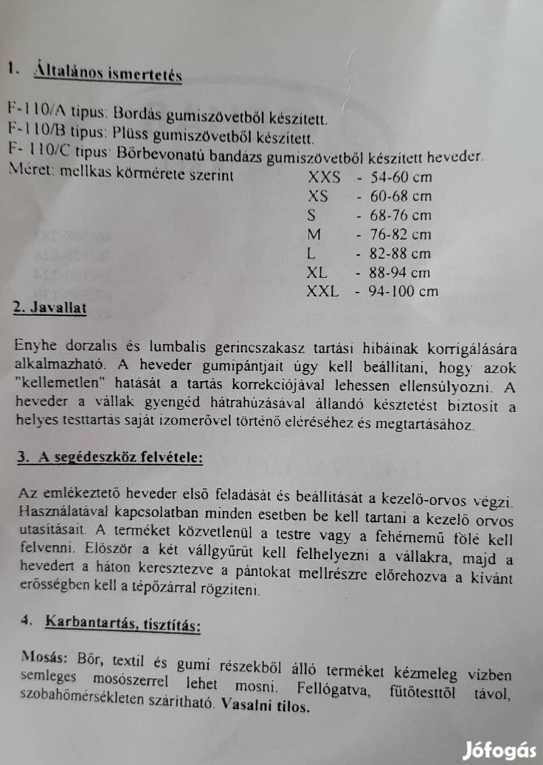 Emlékeztető tartásjavító heveder 