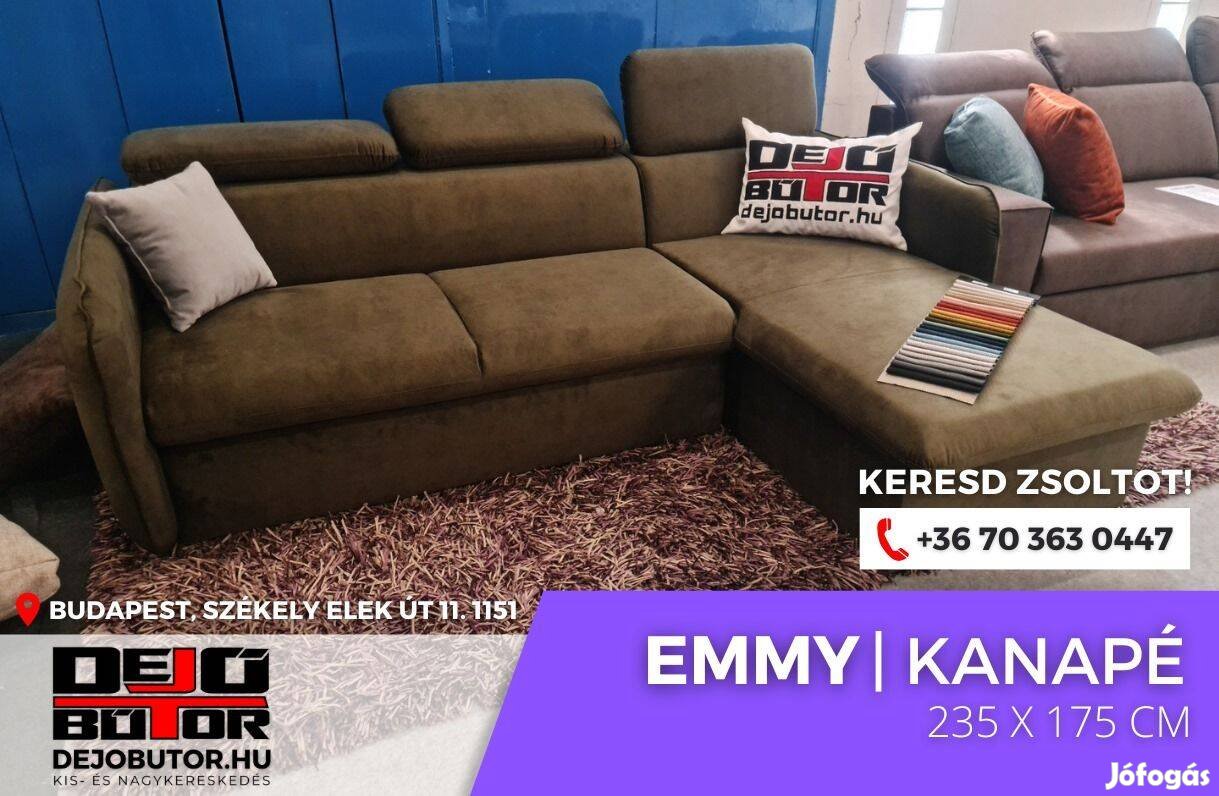 Emmy relax rugós kanapé ülőgarnitúra sarok 235x175 cm barna ágyazható