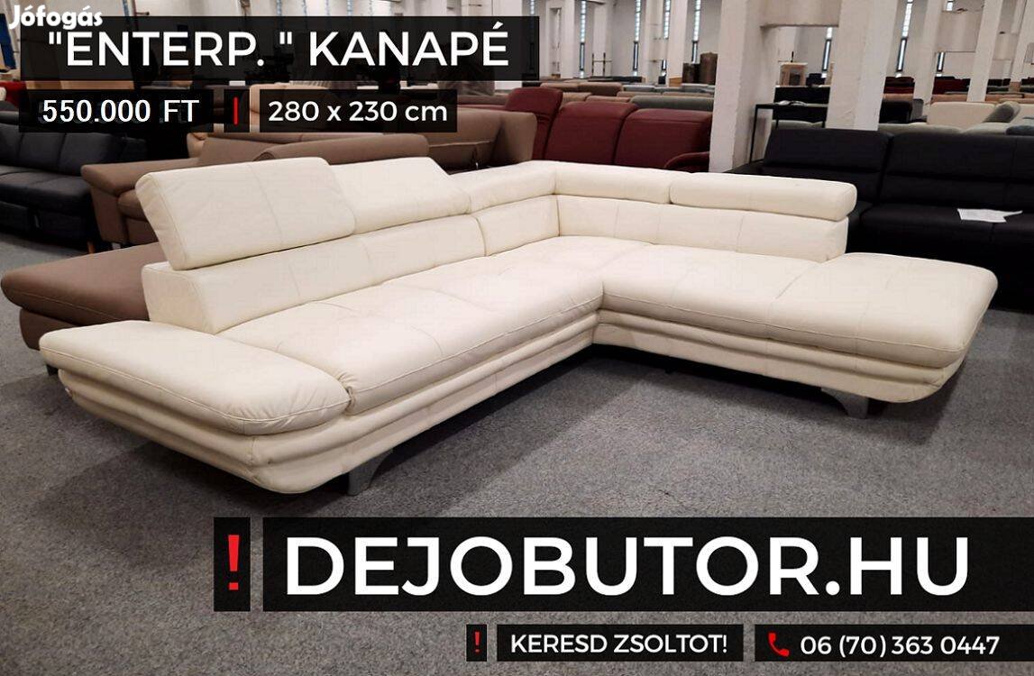 Enterprice kanapé valódi bőr bútor ülőgarnitúra rugós 280x230 fehér