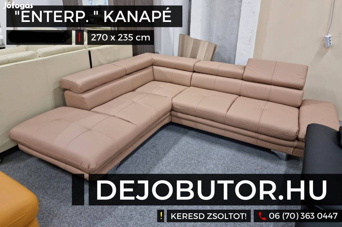 Enterprice sarok valódi bőr kanapé ülőgarnitúra 270x238 cm drapp