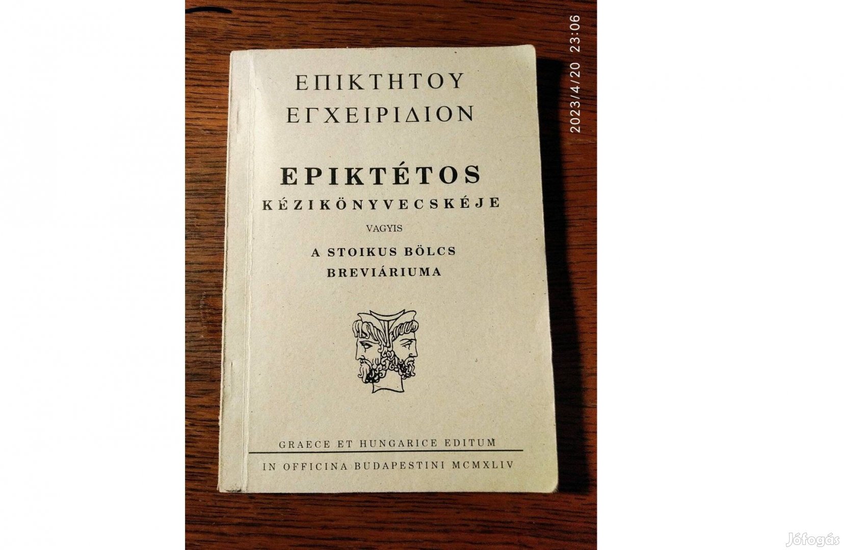 Epiktétos Breviariuma kétnyelvű (görög-magyar)Ritka