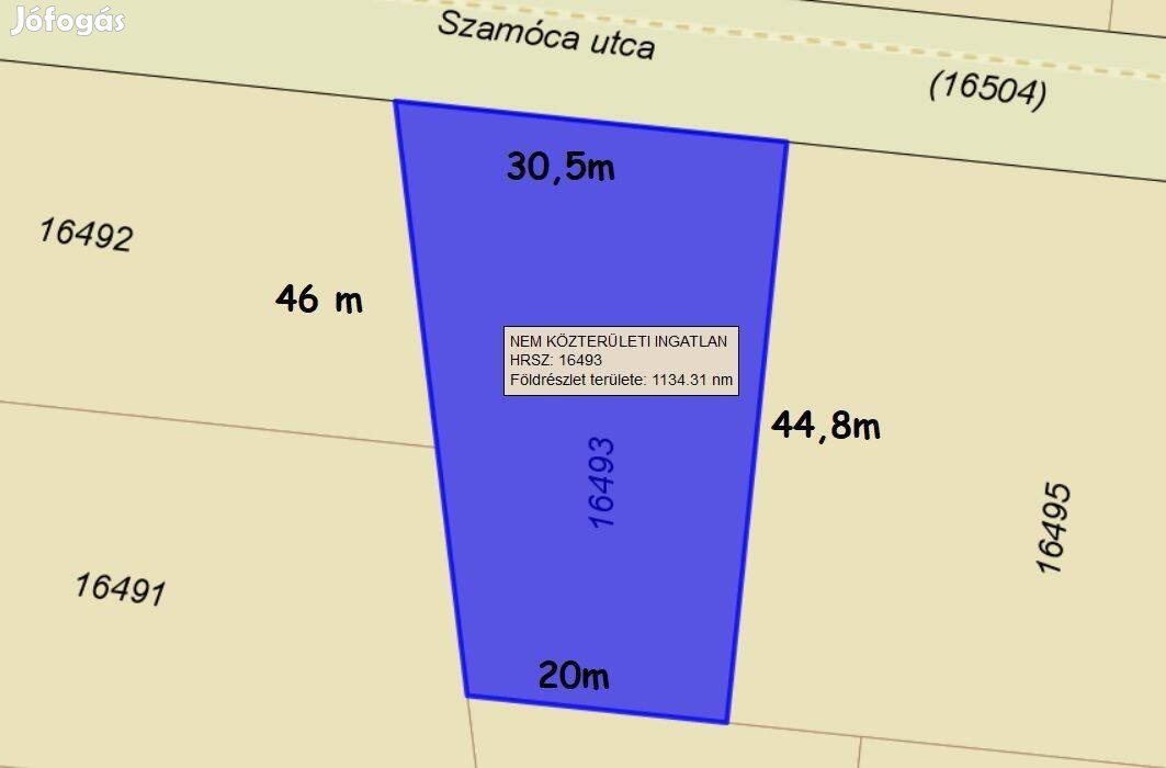 Építési Telek Olad Plató 1143 m2, Szamóca utca