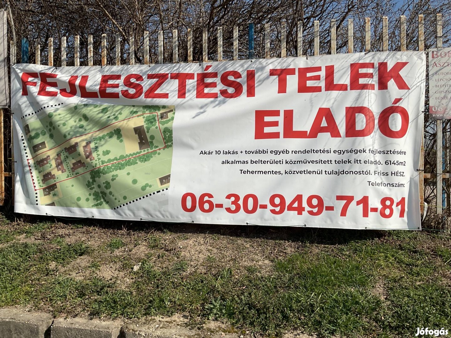 Építési telek friss HÉSZ-el, eladó