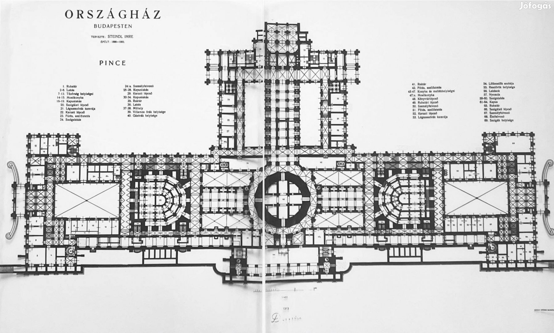 Építészeti rajz országház 4 db alaprajz 1913 fólia eladó 42x66 cm