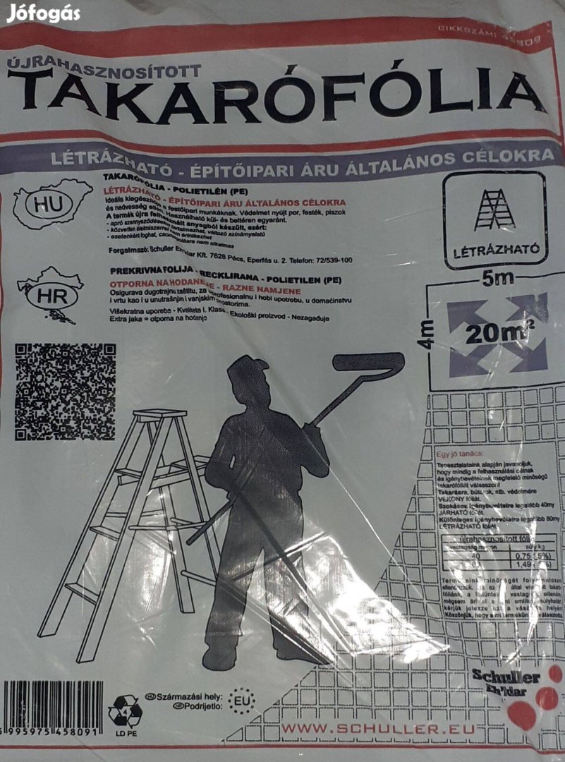 Építőipari takarófólia 4x5 méter (20m2)