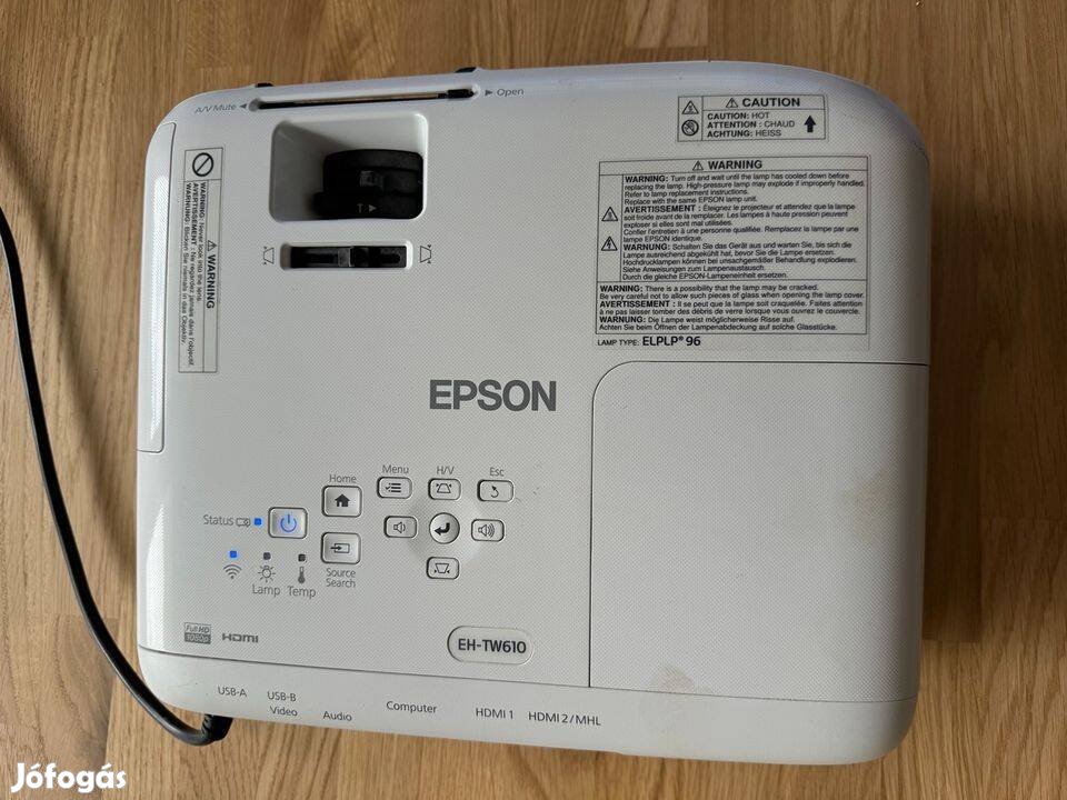 Epson EH-TW610 Full HD Projektor, 370óra, Foxpost egyeztés után!