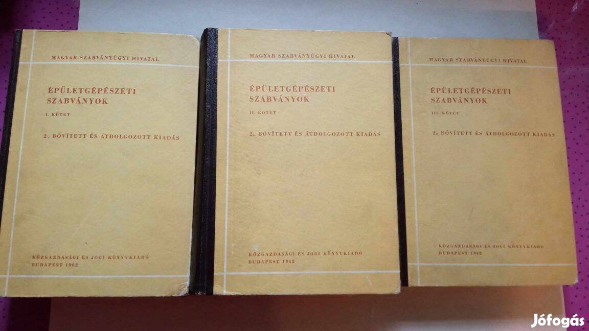 Épületgépészeti szabványok 1-2-3 kötet 1962.év 3500 Ft