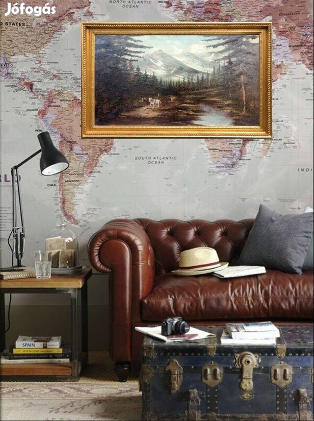 Erdei ösvény rönkszállító szekérrel. Antik Osztrák