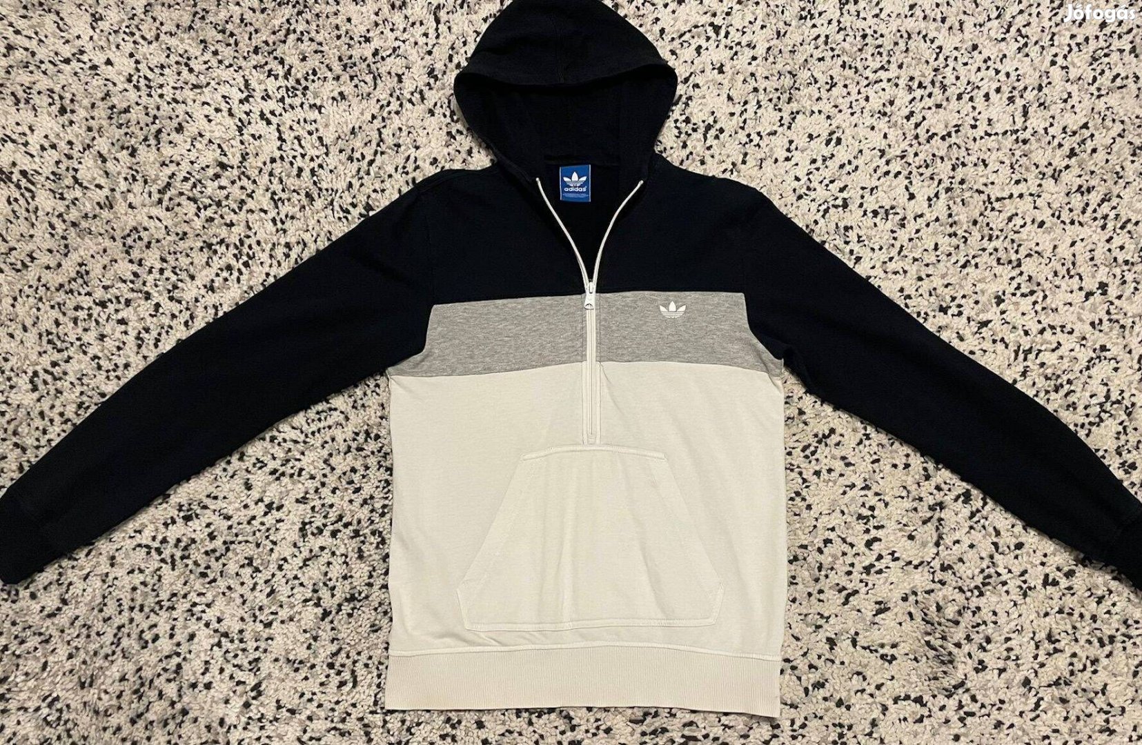 Eredeti Adidas Originals férfi cipzáras kapucnis felső pamut hoody - S