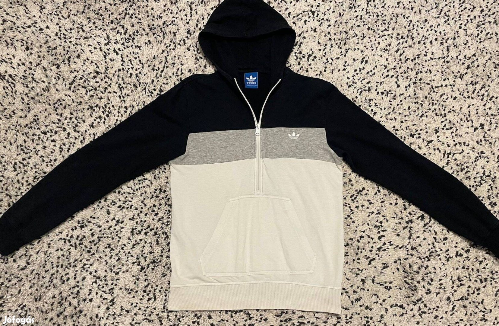 Eredeti Adidas Originals férfi cipzáras kapucnis felső pamut hoody - S